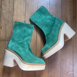 Free People Gigi Ankle Platform Boots Emerald Green 39.5